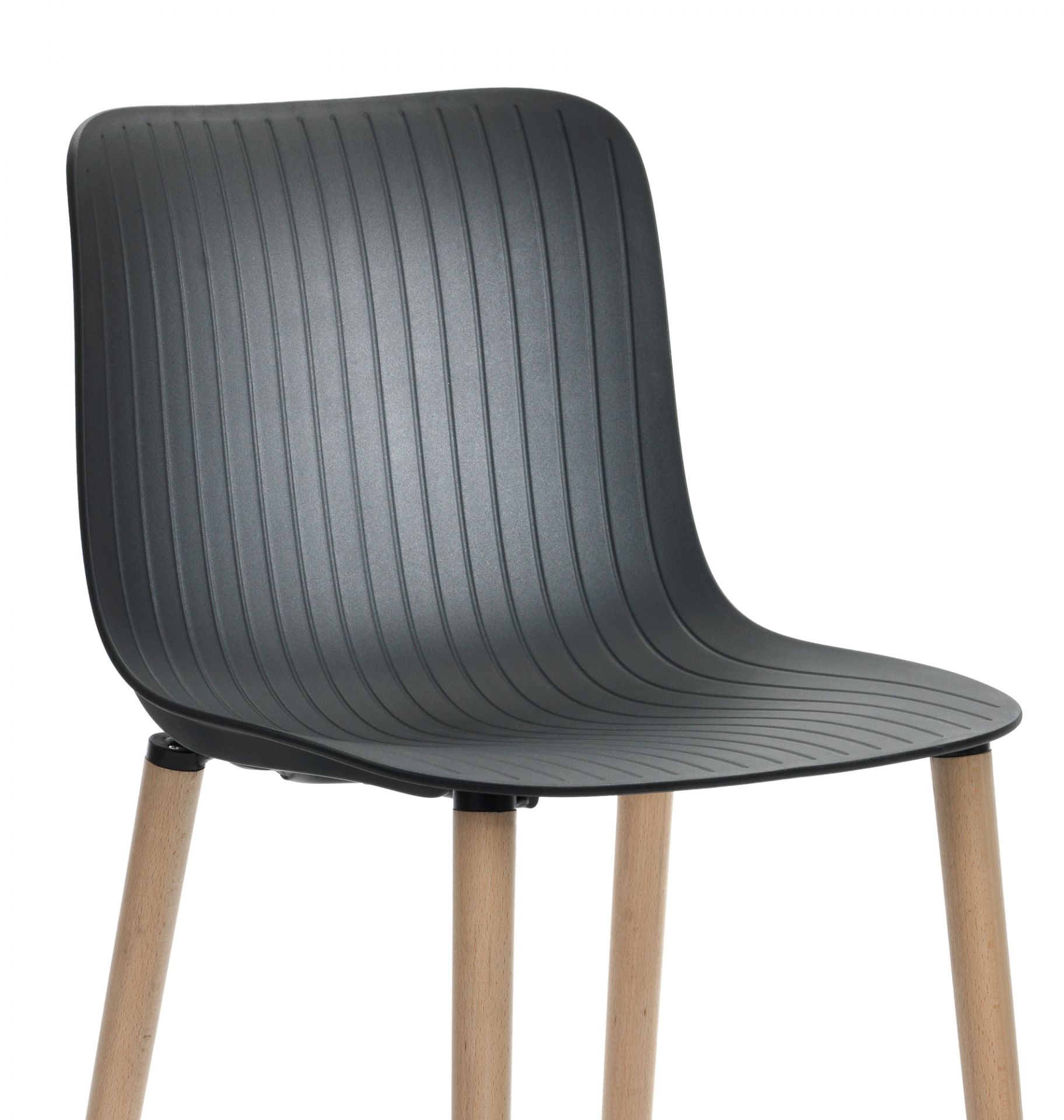 Schwarzer Dragonfly Stuhl mit Holzbeinen. Moderner Stuhl für Esszimmer und Büro.